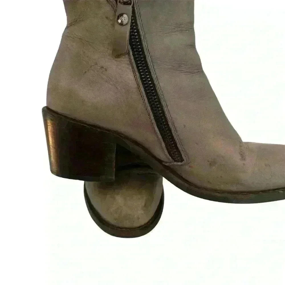 AGL Double Zipper Gray Ankle Boots Sz 8 EU 38 Pre loved